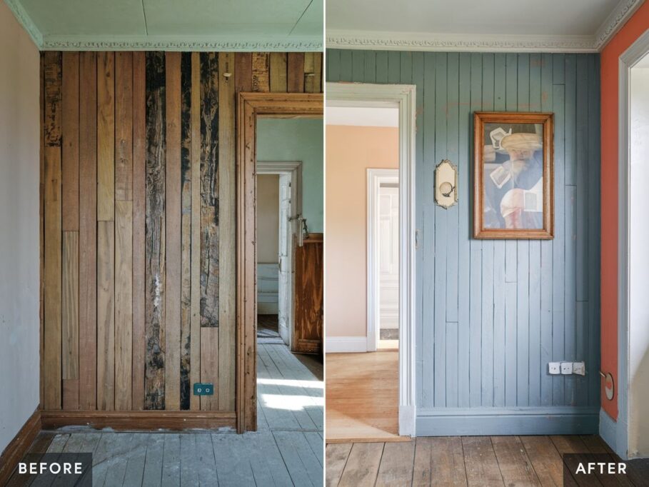 Elegancka boazeria z drewnianymi detalami